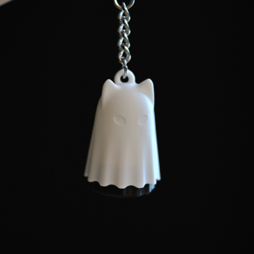 ghost cat clicker keychain